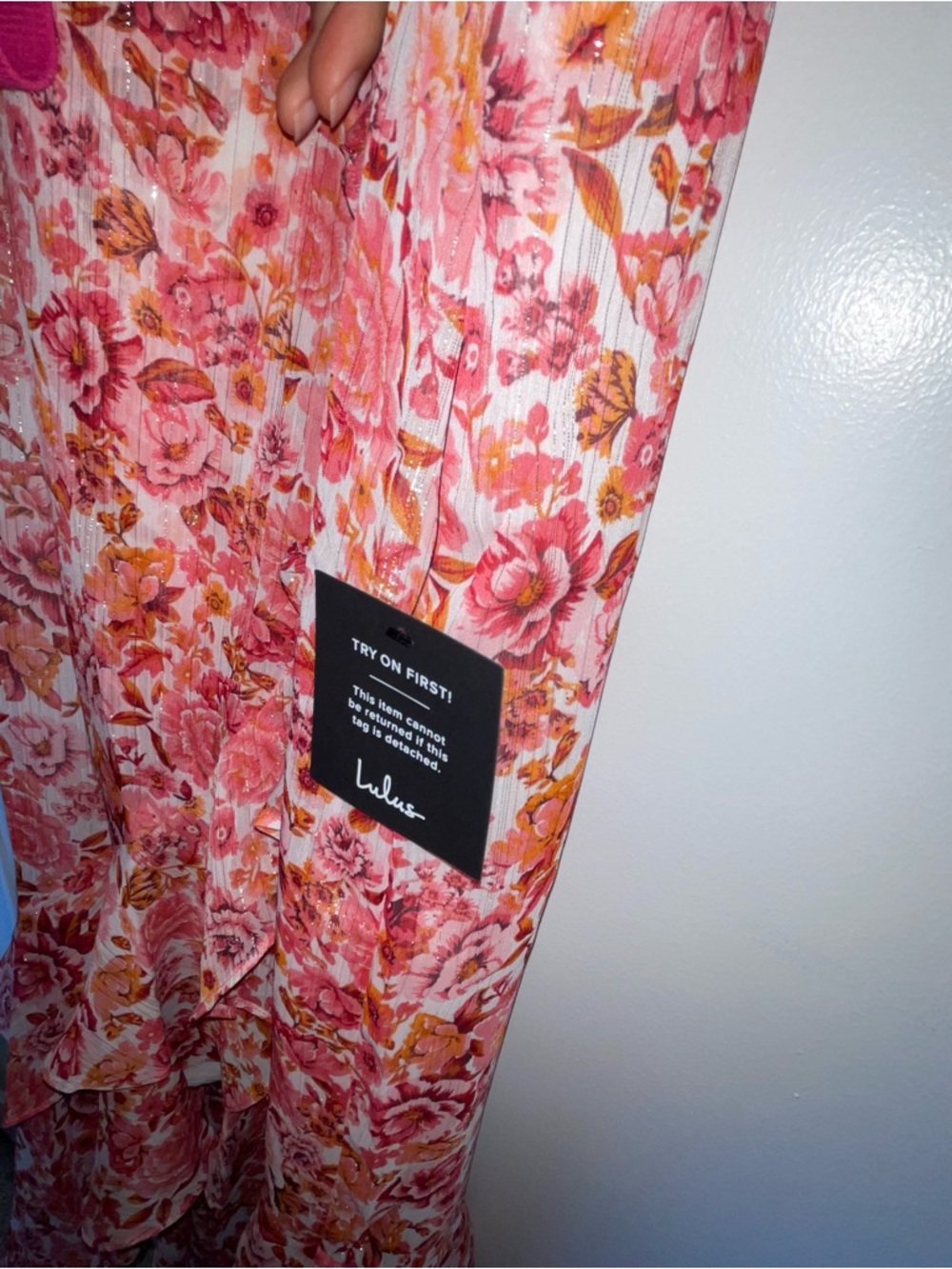 Lulu's Pink Floral Ruffle High-Low Maxi Dress - Picture 5 of 6